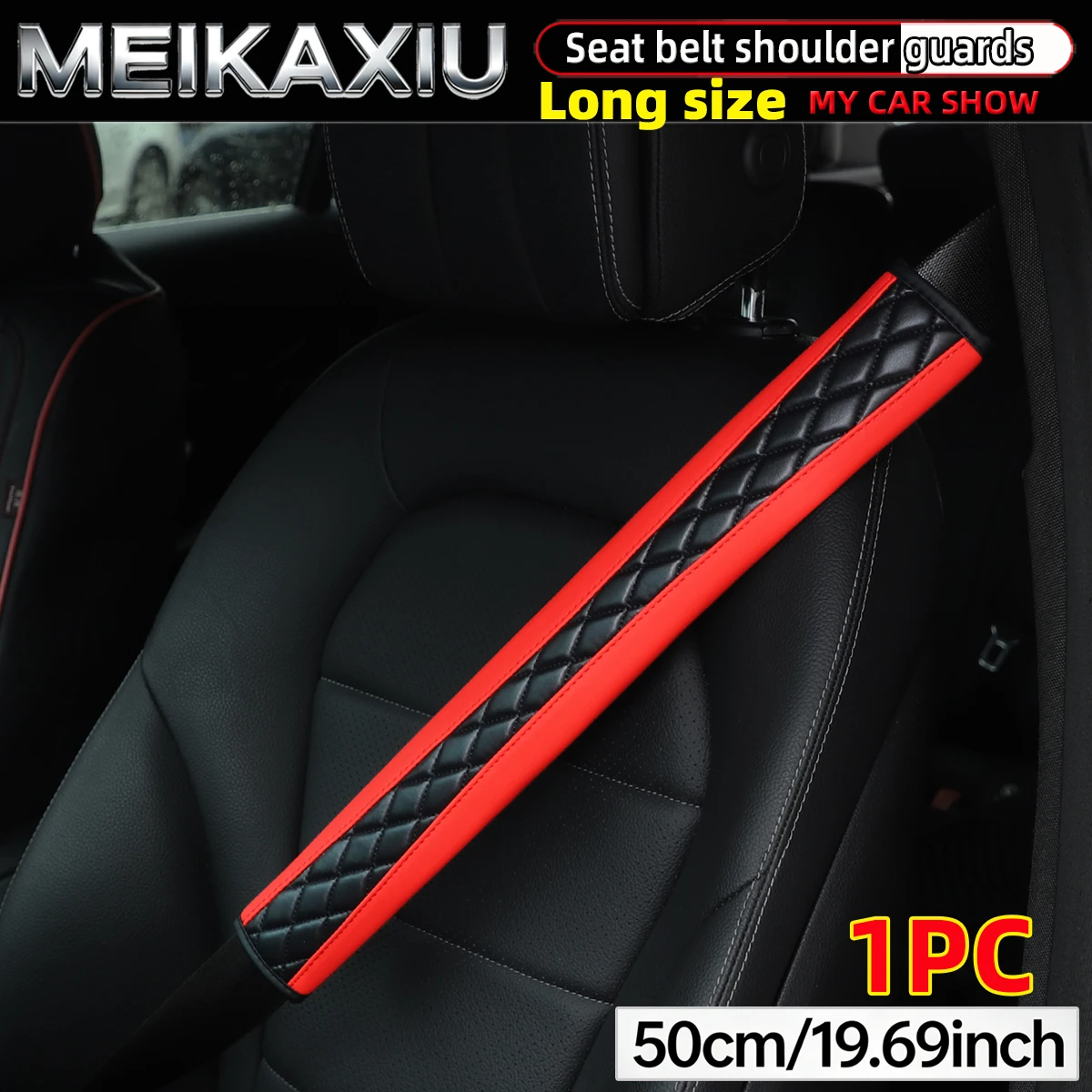 1/2 Stück 50 cm (19,69 Zoll) PU-Leder Mehrfarbiger Verlängerter Autoschultergurt-Überzug zur Dekoration des Sicherheitsgurts