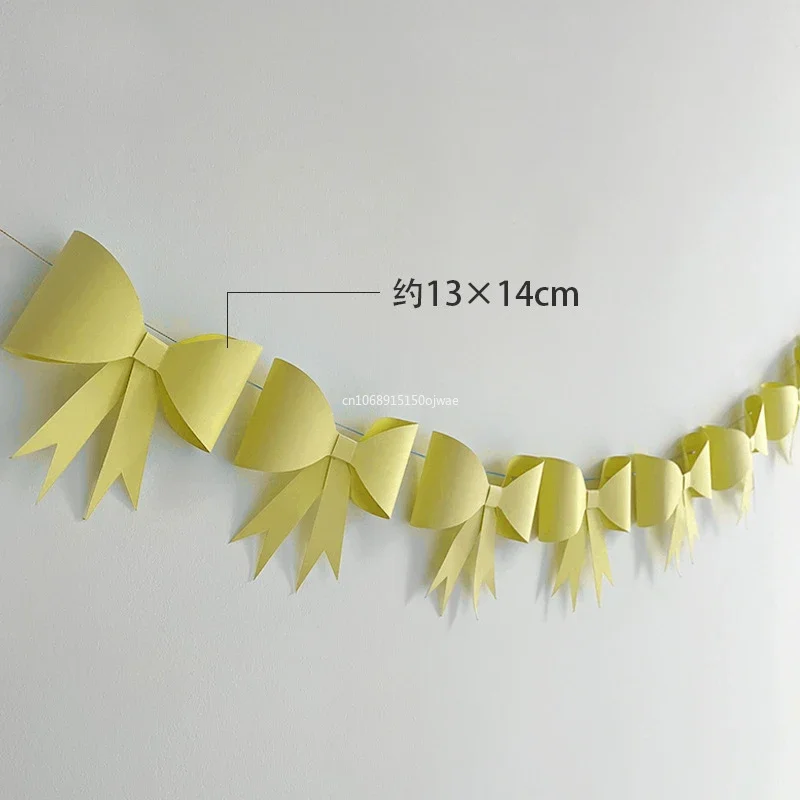 INS Fashion Big Paper Bow Bunting Banner Garland for Kids Birthday Party Decoration Baby Shower Wedding Party Photo Background