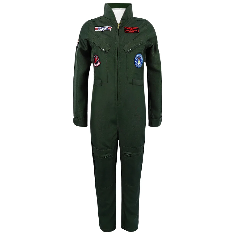 Maverick Costume Halloween Military Jumpsuit Uniform Men Boys Camouflage Pilot Outfit Aviator Army Police Catsuit For Adult Kids