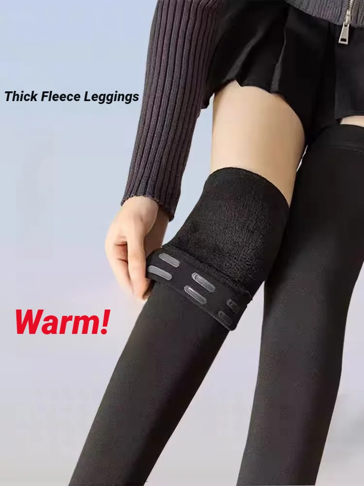 Women's Plus JK Style Thigh High Stockings Plus Size Non-slip Silicone Warm Plush Lined Over The Knee Socks For Fall & Winter