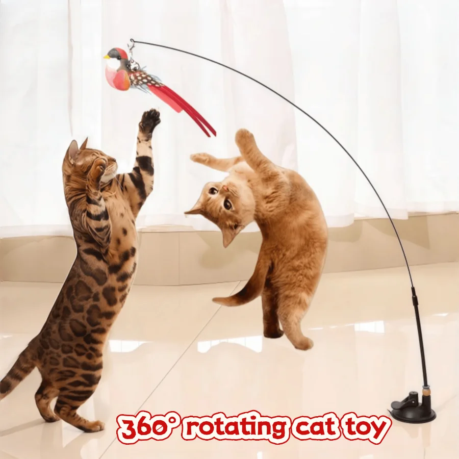 4 teile/satz Starke Basis Katze Teaser Set - Lange Stange Katze Interaktives Spielzeug mit Glocke Kätzchen Jagd Training Spielzeug