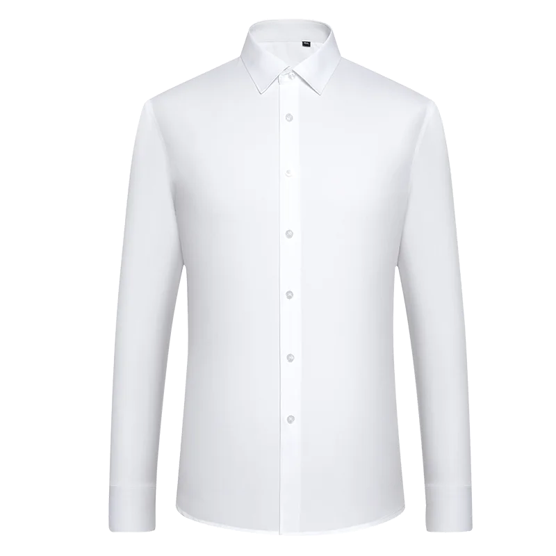 

Bamboo Fiber Luxury Solid Mens Dress Shirts Long Sleeve Spandex Soft Business Men Smart Casual White Clothes