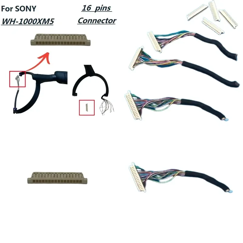 Conector de cable principal de plástico de 16 pines, totalmente nuevo, para auriculares inalámbricos SONY WH-1000XM5, interfaz de repuesto.