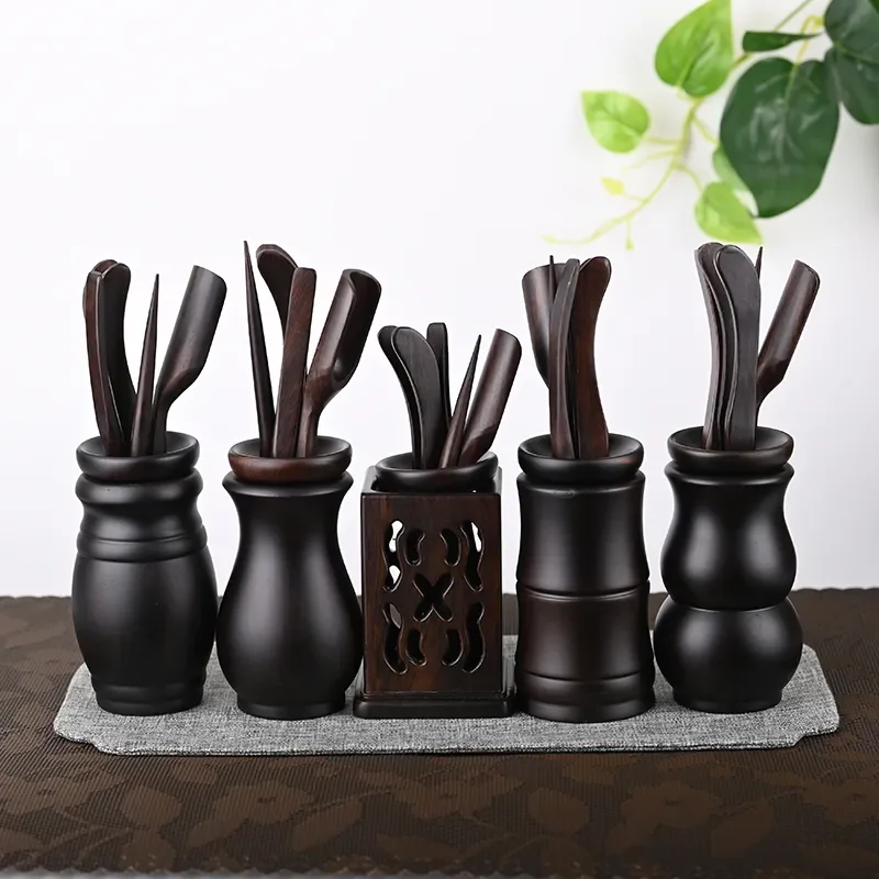 Black Sandalwood Tea Ceremony Chicken Wings Solid Wood Six Gentlemen Kungfu Set Accessories Making Tools Clip Spoon