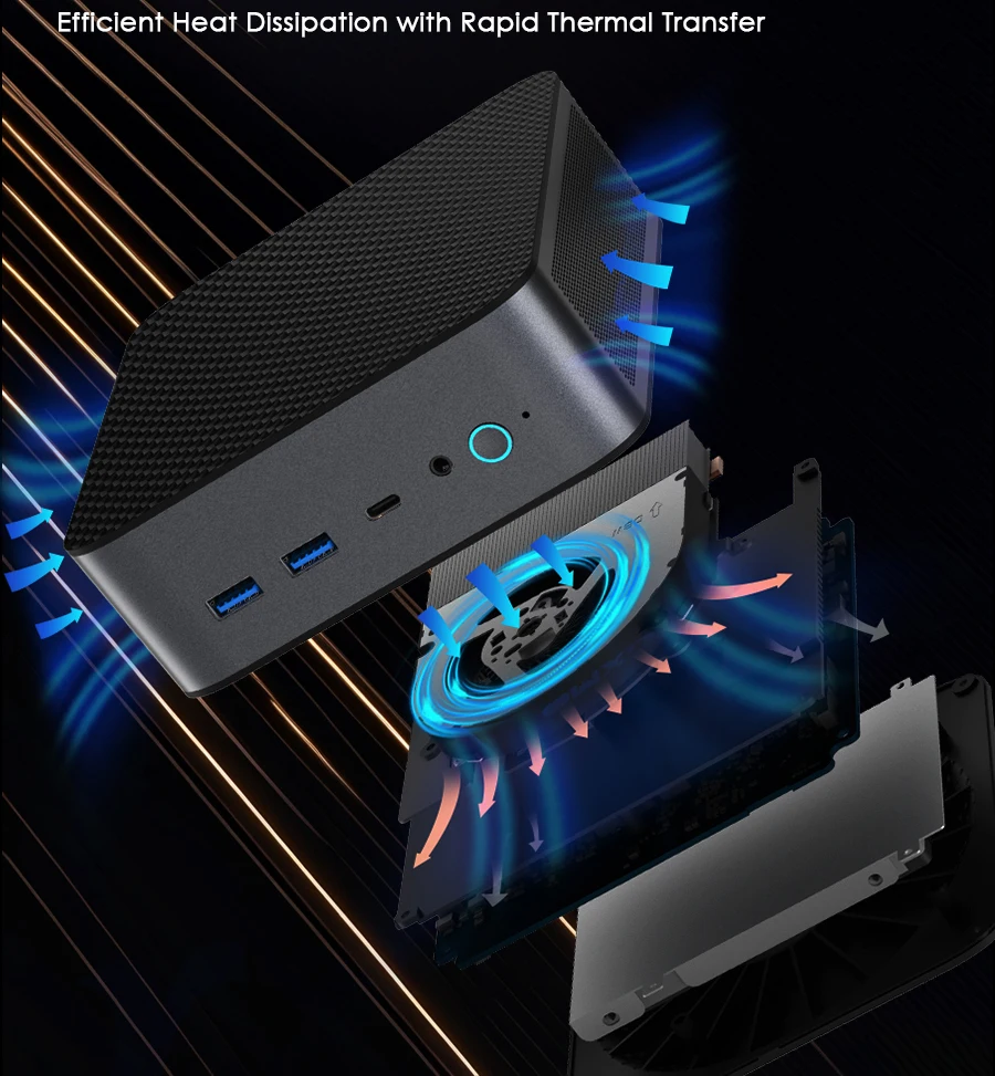 Mini PC sólida AI AMD Ryzen 7 8745HS 2*2,5G RJ45 Dual DDR5 NVMe 3 * pantalla Mirco ordenador de escritorio de oficina Win11 HD DP tipo C Sever