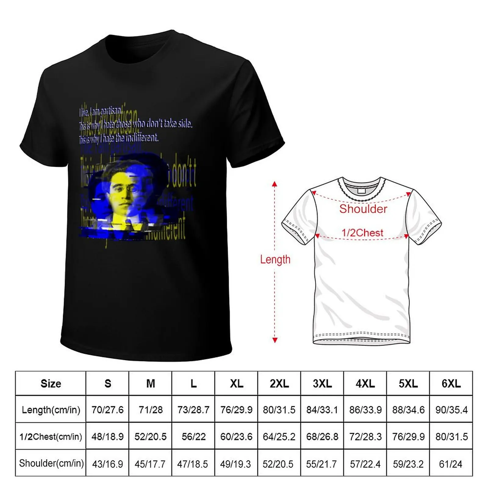 Gramsci: I hate the indifferent T-Shirt graphics hippie clothes men clothing