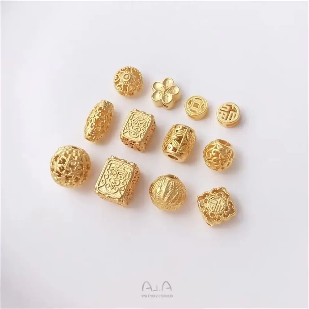 Sand gold hollow carved spacer beads fortune copper lantern flower ball transfer beads diy bracelet necklace accessories