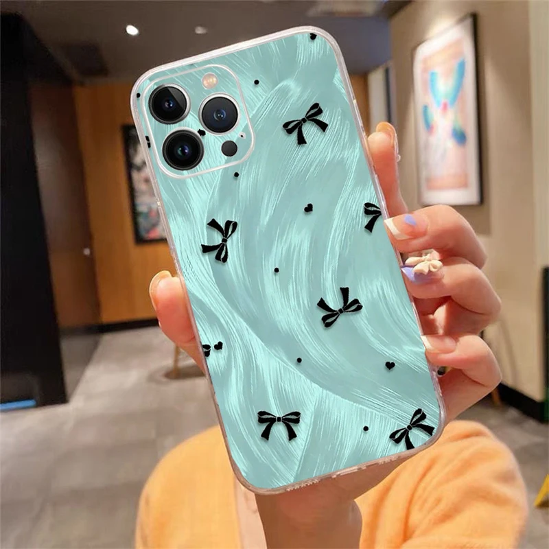 

Pink Bow aesthetic coequtte Phone Case Carcasa Funda For iPhone 17 Pro Max Air 16 15 14 13 Pro Max 15 16 Pro 15Plus Case