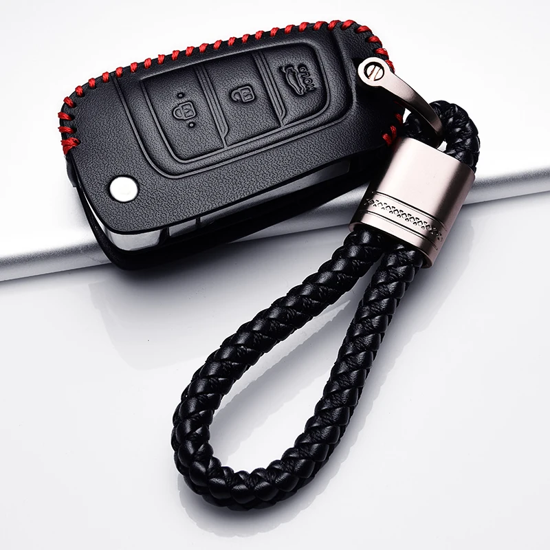 

Leather Key cover Folding Remote protect Car Key Case For Hyundai Solaris 2 Elantra i30 i35 i40 Tucson Kona 2017 2018 2019