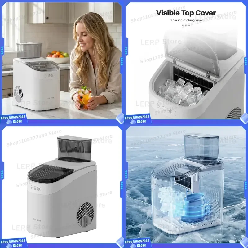 Holiday Party Wine Drink Desktop Self-Cleaning Nugget Ice Maker Machine Square Ice Maker