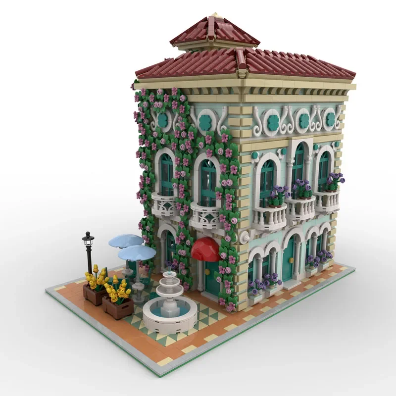 Moc klocki do budowy widok ulicy model willa ogrodowa bungalow technologia modułowy blok prezent prezent dla dzieci zestaw do samodzielnego montażu