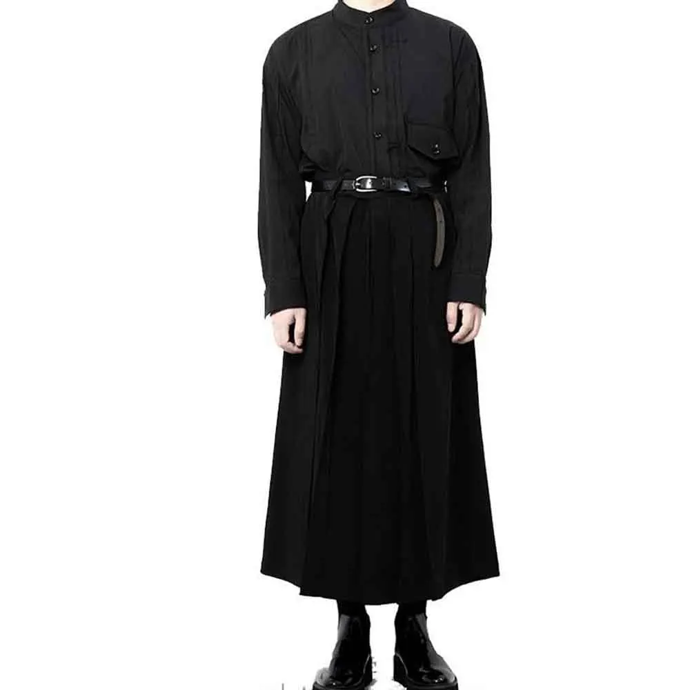 Xs-5xl رجل كولوتيس الظلام القوطية عادية الساموراي السراويل هاكاما موضة ملهى ليلي الشباب في الهواء الطلق العصرية تنورة السراويل ملابس للرجال