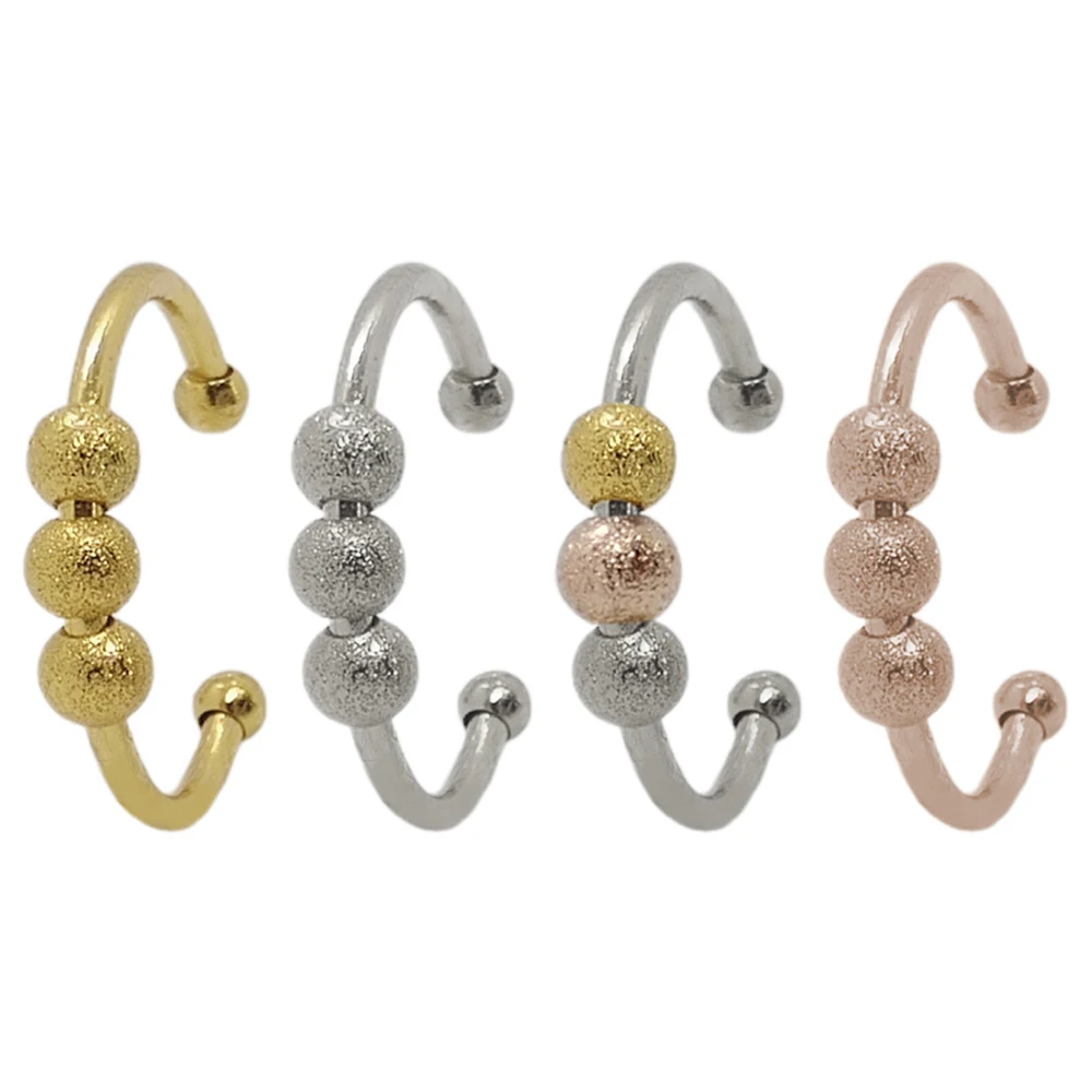 Anxiety Rings For Women Girls Beads Fidget Ring Spinner Spiral Adjustable Open Rings Rotate Anti Stress Pressure Relief Jewelry