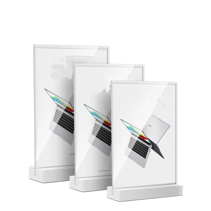 Acrílico Tabela Preço Display, Cartão de Promoção, A5 Sign Table, Cartão Decca Stand, Photocard Titular, A4