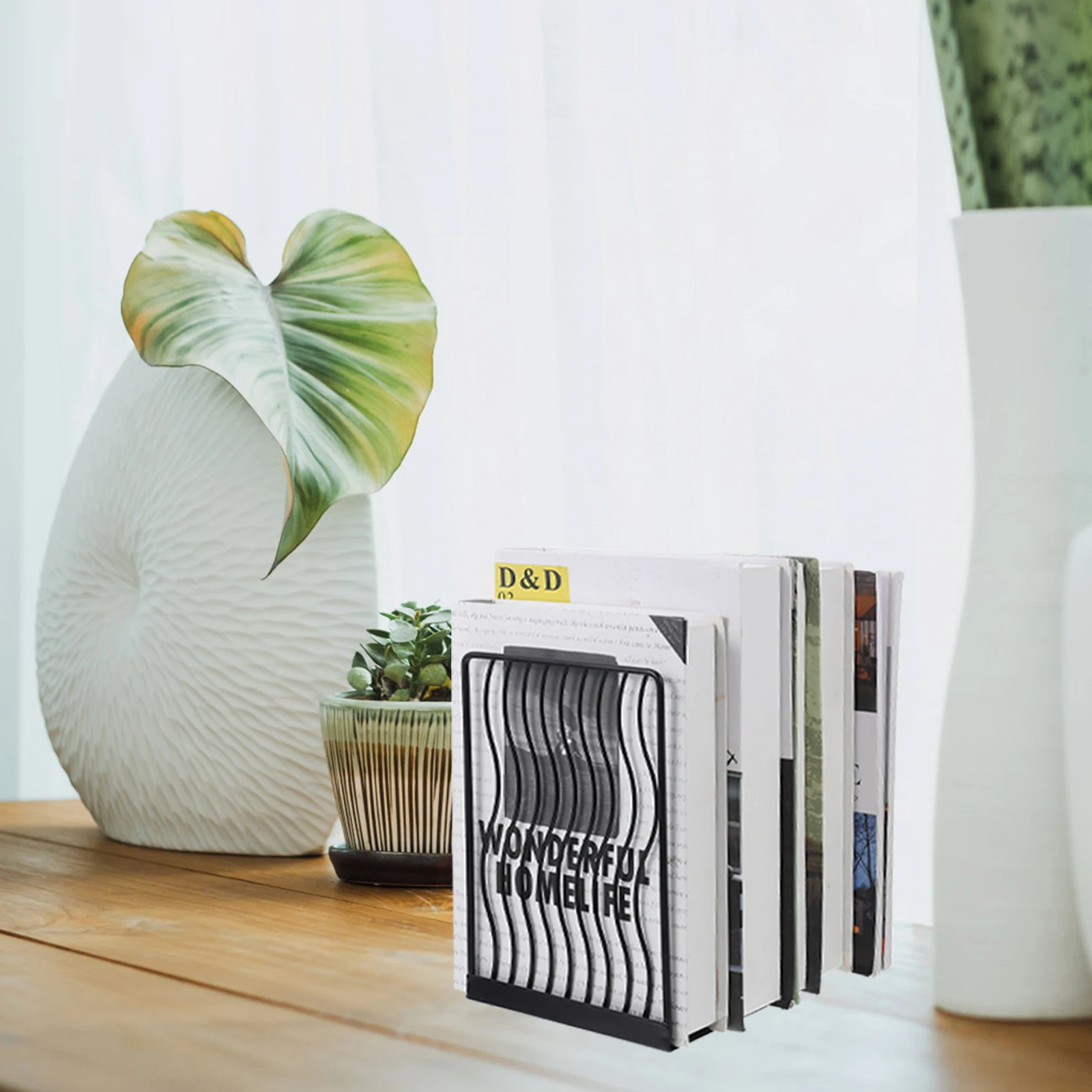 

2Pcs Book St Iron Sturdy Office Desktop Magazine Rack Hollow Design Prevent Tumble Keep ganized Simple Tools