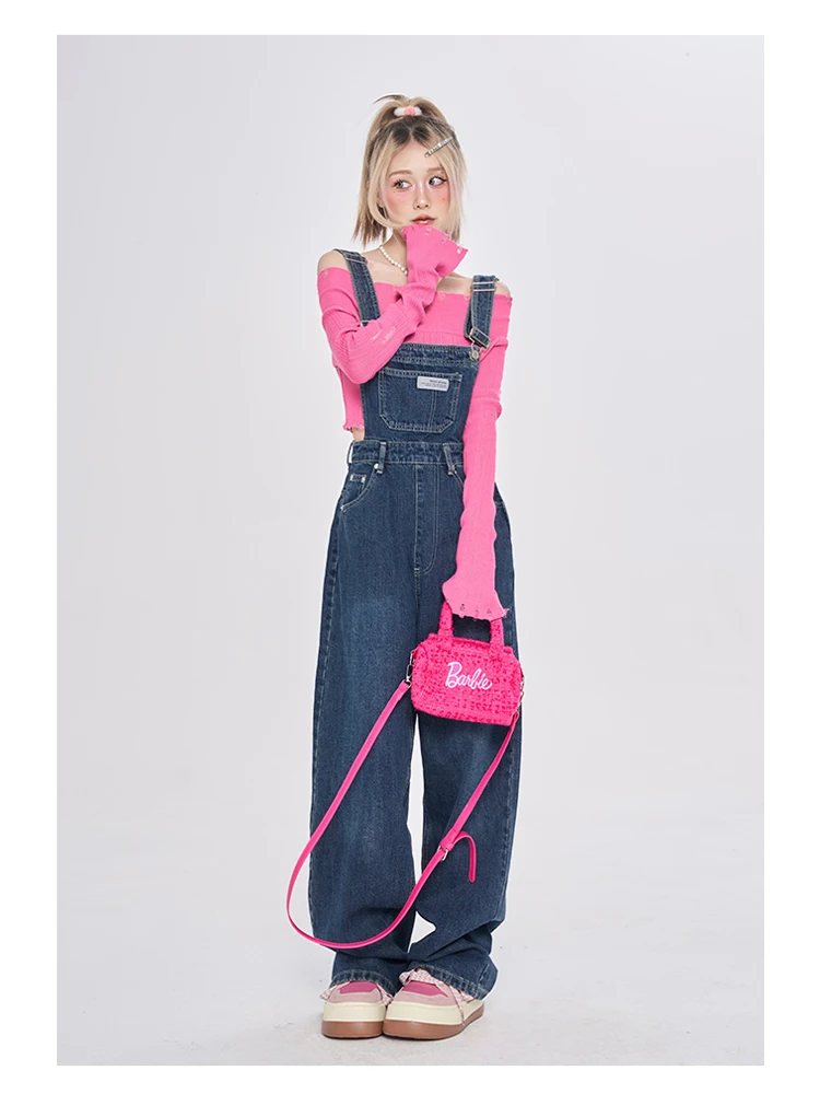 Vintage Denim Overalls Women Summer 2023 Korean Style Pants Loose Wide Leg Jumpsuits Tide Casual All Match  Women Jeans