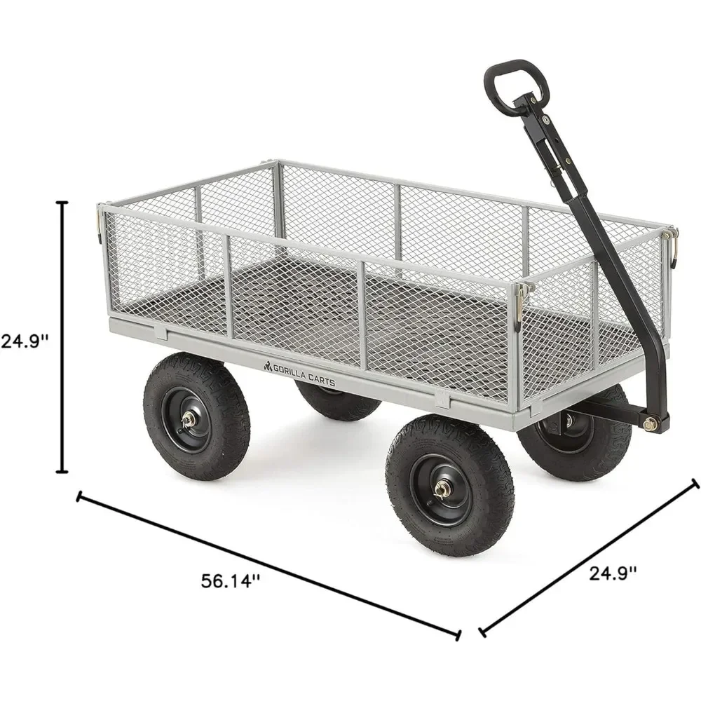 Carts 1000 Pound Capacity Heavy Duty Steel Mesh Versatile Utility Wagon Cart with Easy Grip Handle