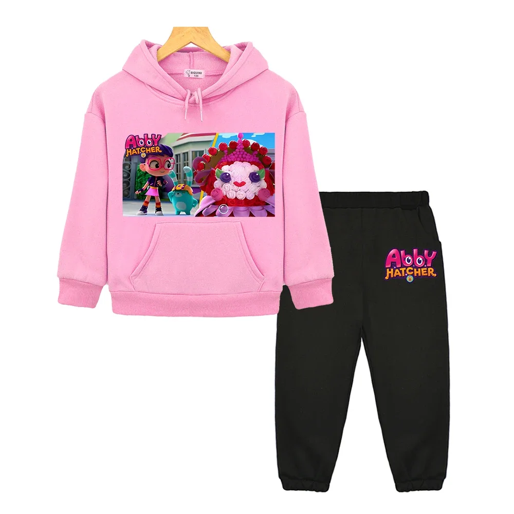 

Abby Hatcher anime hoodie 2PCS kids boutique clothes Cartoon Jacket+pant Kawaii sweatshirt Fleece pullover Boy girl Hooded Sets