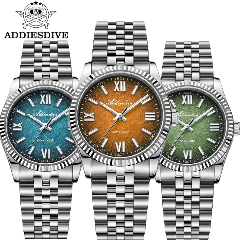 

ADDIESDIVE Men Dress Watch Sapphire Glass BGW9 Super Luminous Jubilee Strap AD2512 VH31 Movement 10Bar Waterproof Quartz Watch