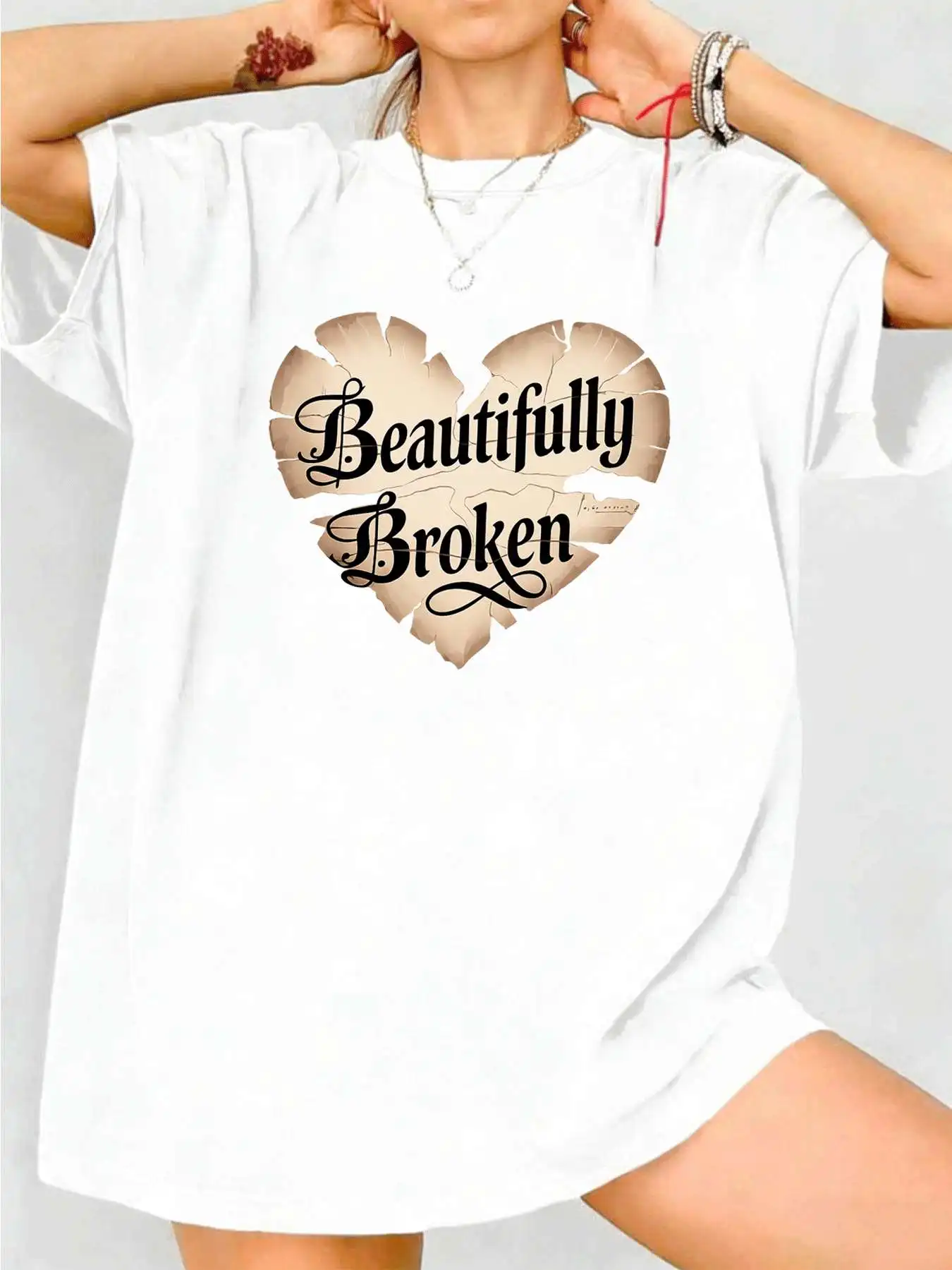 【WY343145】만화 패턴 라운드 넥 여성용 티셔츠 반팔 패션 프린트 반소매 탑 신축성 있는 티셔츠