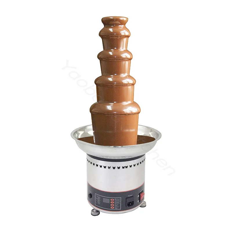 Electric 5 Layers Chocolate Fountain Hot Pot Chocolate Waterfall Machine Melting Warming Function for Family Office Party