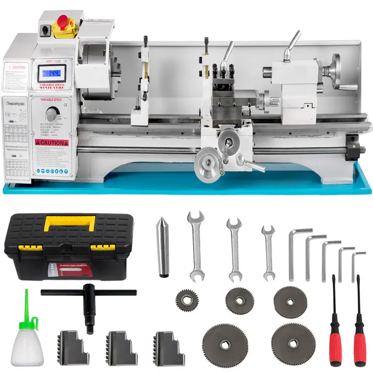 VEVOR Metal Lathe 1100W Spindle 38mm 125mm Chuck Making Metric Threads Inch Threads Variable Speed Lathe With Lathe Accessories