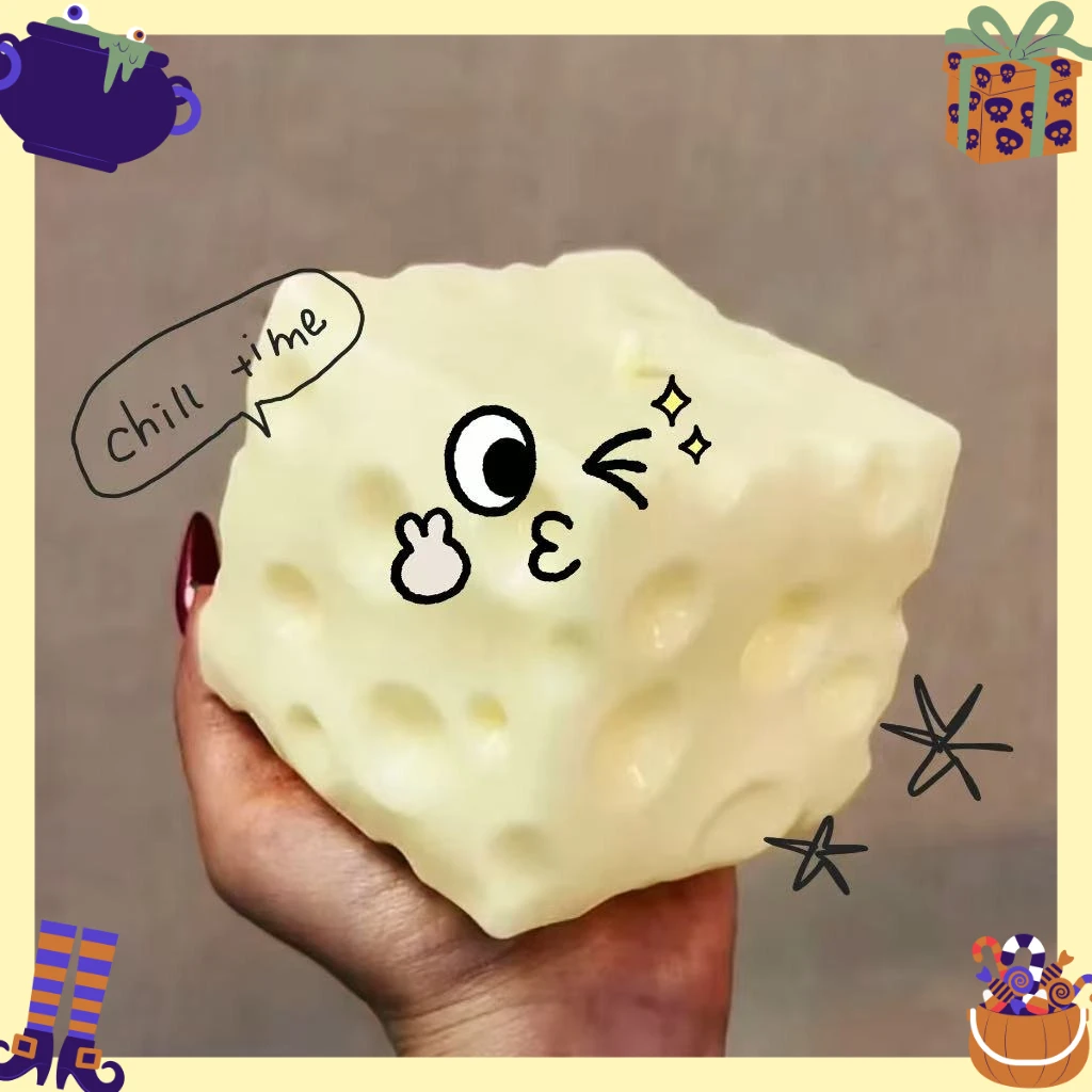 

Jumbo Cheese Cube Stress Ball Big Cheese Shapeable Squeeze Ball Non-Bounce Fidget Toy ASMR Sensory Anti-Stress Festival Gift