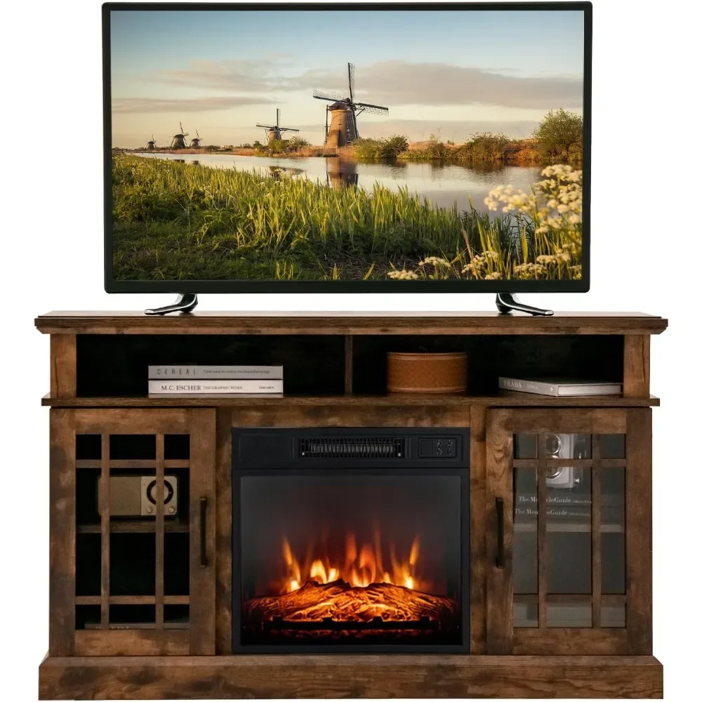 

Electric Fireplace TV Stand for TVs Up to 55 Inches, 18-Inch Fireplace Insert with Remote, Overheat Protection