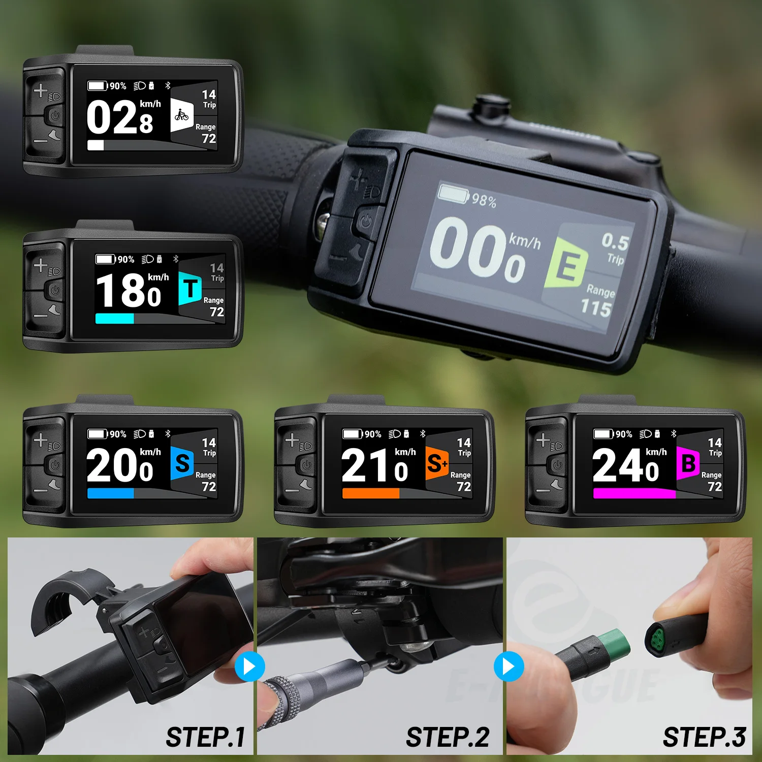 BAFANG Display C080 Bluetooth 1,9-Zoll-TFT-Bildschirm Tachometer & Computer mit Typ-C-Anschluss für BAFANG Motor CAN-Protokoll 5PIN – Detail 6