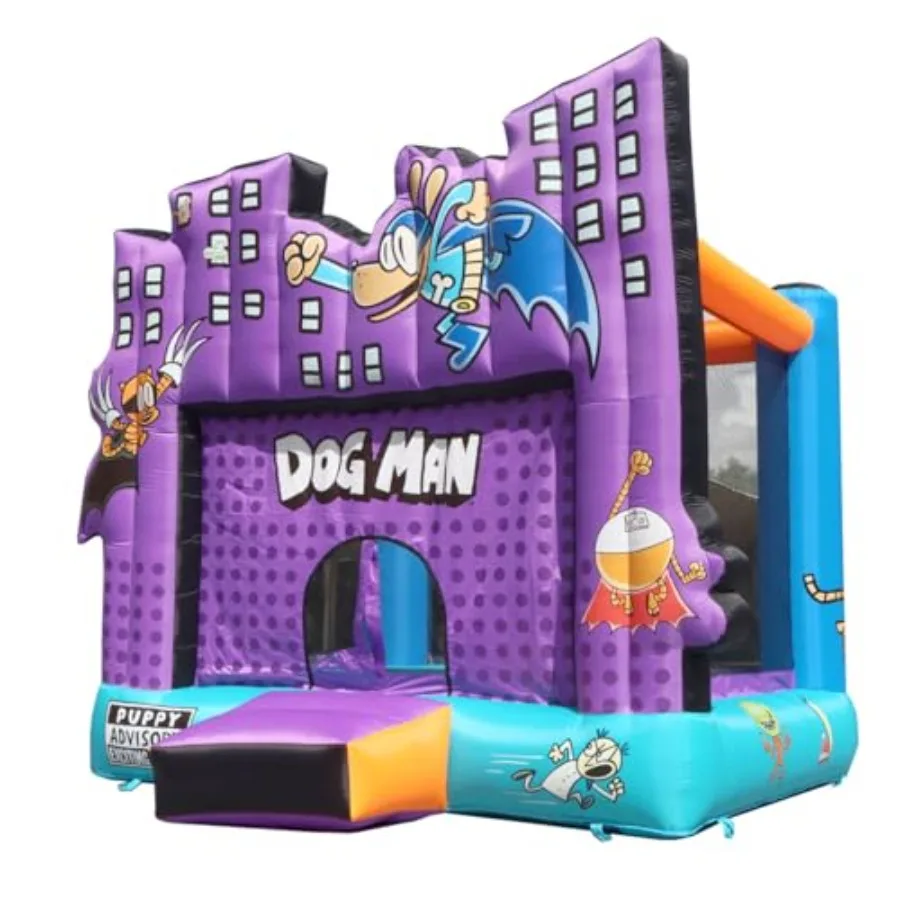 

Inflatable Dog Man Bounce House for 3-10 Years Old with Blower Included Red and Blue