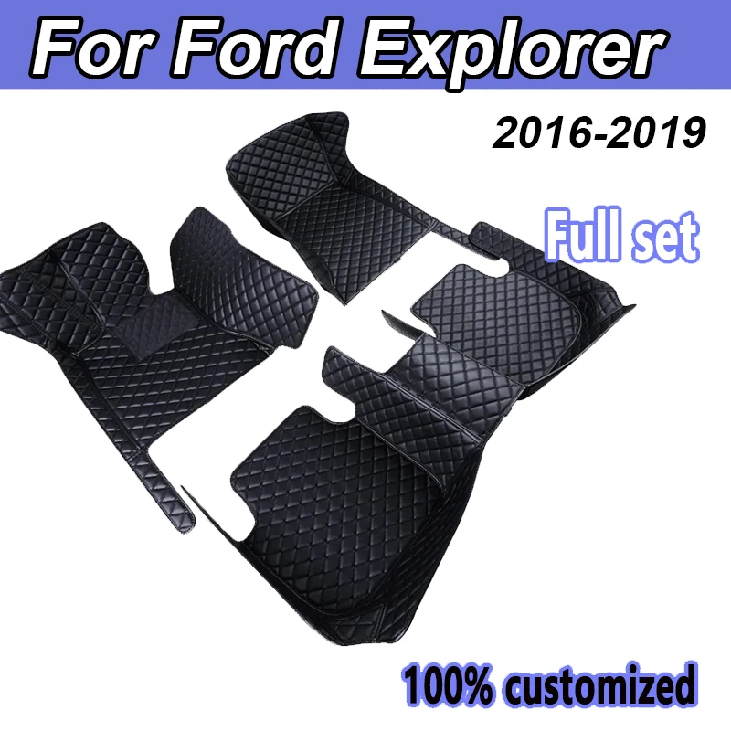 Car Floor Mat For Ford Explorer Classic U502 7seat 2016~2019 Non-slip Pad Waterproof Pads Rugs Leather Floor Mat Car Accessories