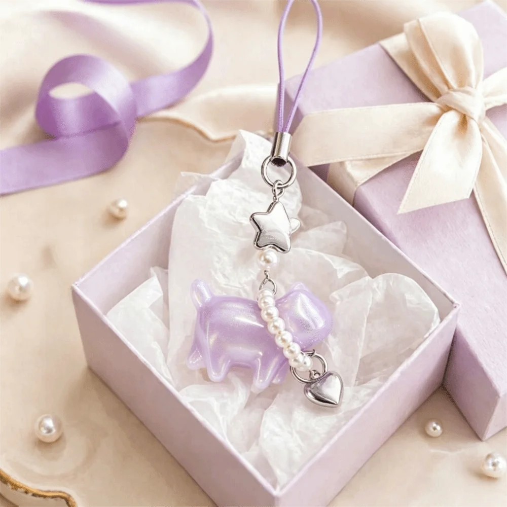Color Changing Cat Pearl Pendant Delicate Well-Made Zodiac Cat Hanging Ornament Pearl Detail Bag Accessory