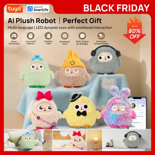 Juguete de peluche AI con voz inteligente y ojos LED, compañero interactivo para niño/adulto ‌ Listo para regaloE-Pet recargable abre la vida divertida con la aplicación Tuya