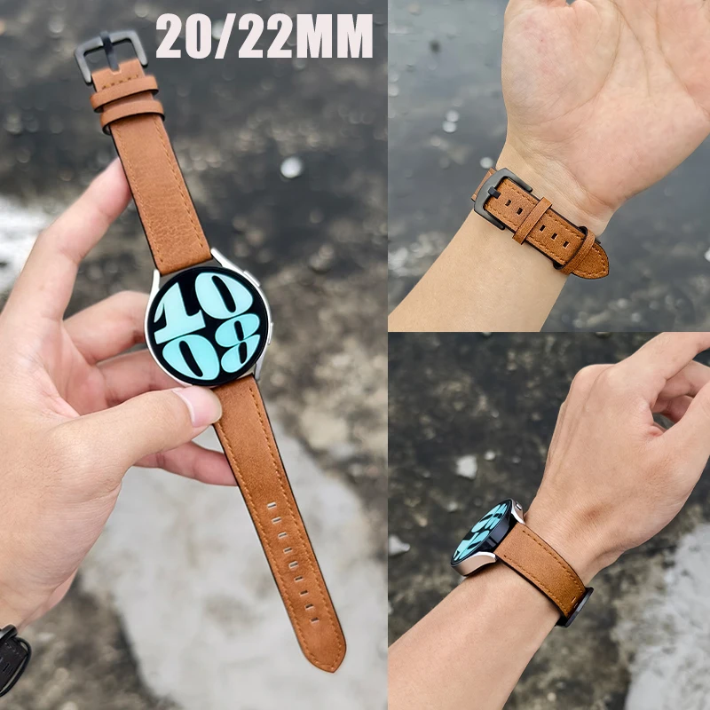 20mm 22mm Lederarmband für Samsung Galaxy Watch 7/6/5 40mm 44mm Weiches Armband für XiaoMi Redmi Watch 3/5 Active 3/5 Lite Armband