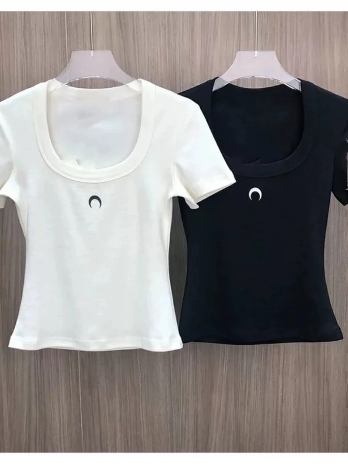 

Женская футболка Slim Fit с круглым вырезом и коротким рукавом, повседневный топ с принтом, бренд MS, летняя новинка, универсальный, из хлопкового материала