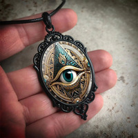 Gothic Eye Necklace Full Sight Eye Horus Collarbone Chain Dark Eye Pendant Personalized Women's Necklace