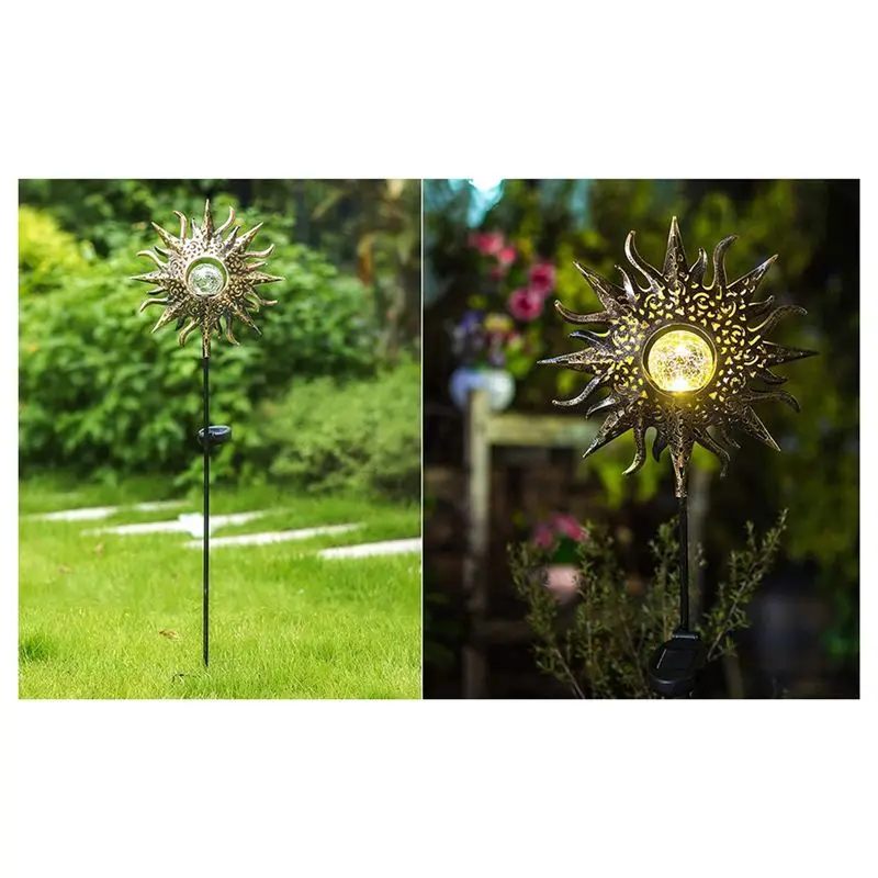 2026 + أضواء الشمس الشمسية حديقة في الهواء الطلق مقاوم للماء أوتاد زخرفية معدنية للفناء ساحة الممشى في الحديقة فناء عيد الحب
