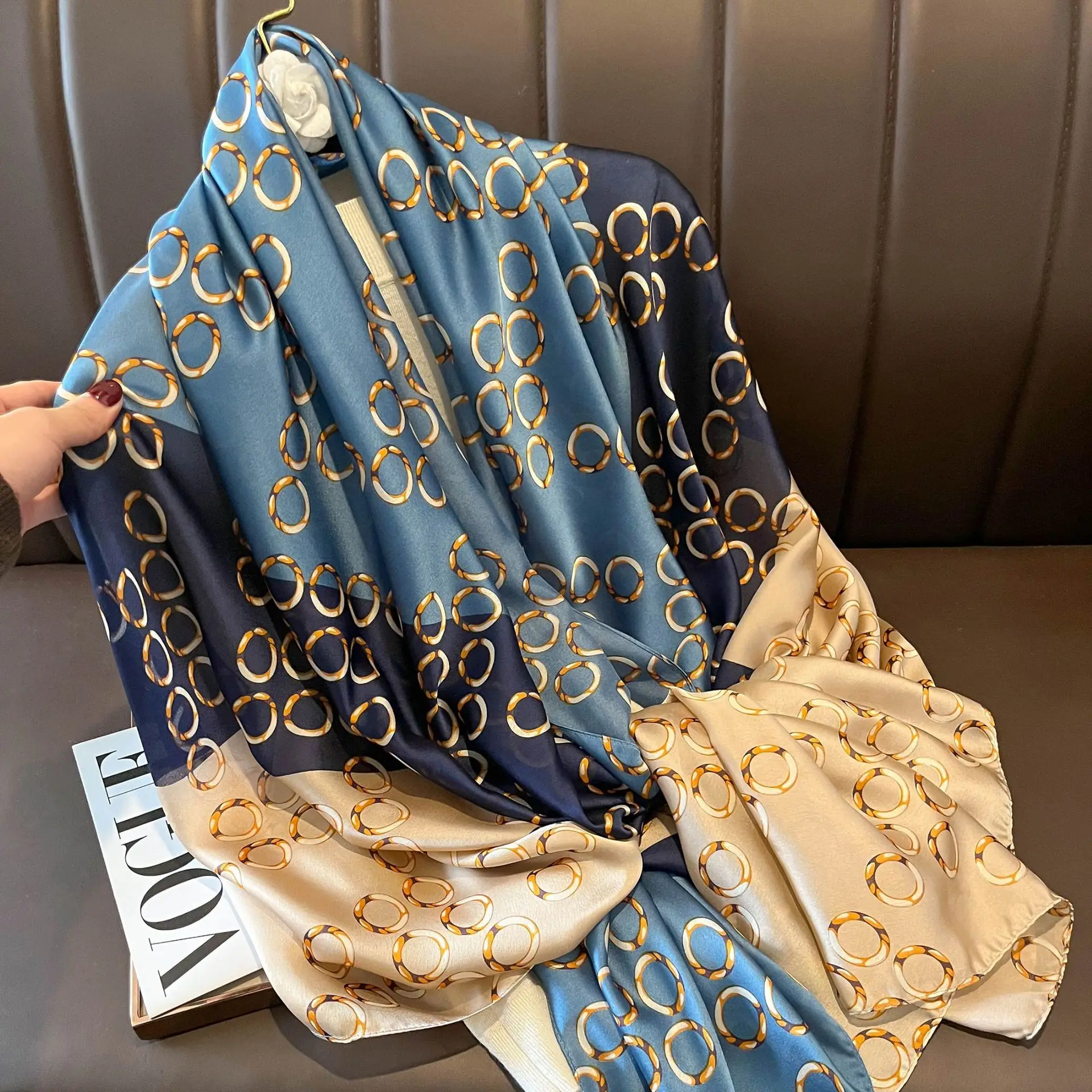 Luxury Brand Large Silk Soft Scarf Women Stylish Print Long Shawl Handkerchief Summer Elegant Travel Wrap Hot 90*180cm