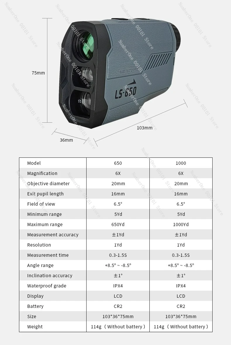 

650m Golf Rangefinder - Outdoor Laser Scope with Height/Angle Measurement