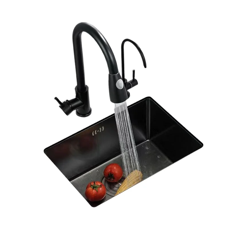 

Black nano sink single sink kitchen small bar stainless steel vegetable basin