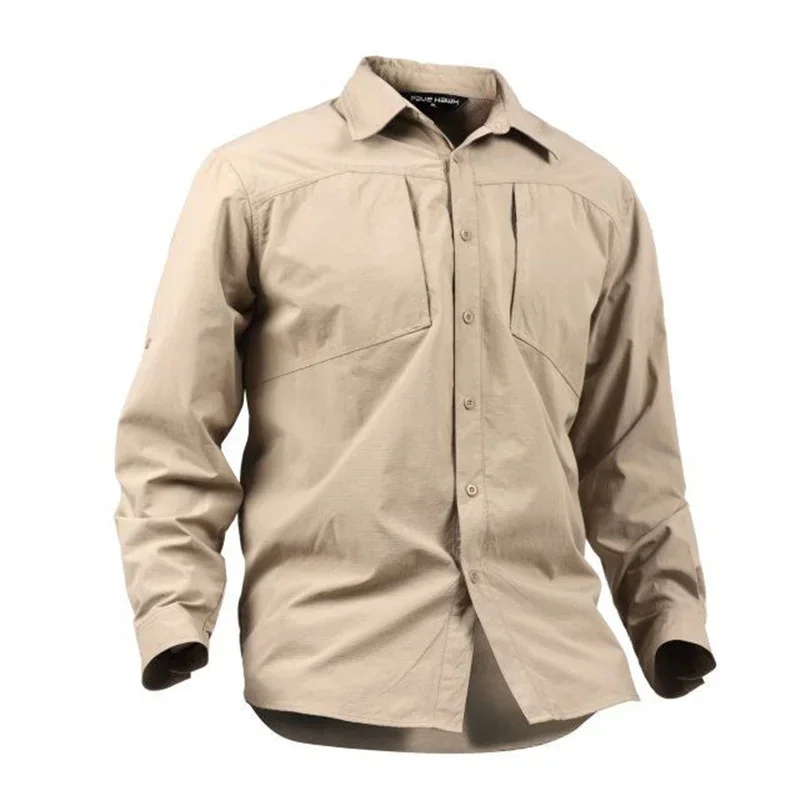 

Outdoor Trekking Hiking Fishing Hunting Male Shirt Tactical Long Sleeve Blouse Breathable Quick-Dry Waterproof Military Clothing