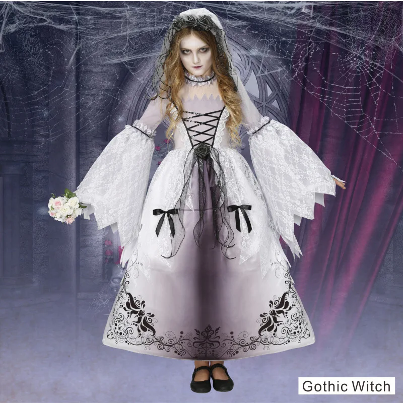 Limitato Halloween Cosplay Girl Ghost Bride White Dress Cosplay Vampire Dress Dress Costume