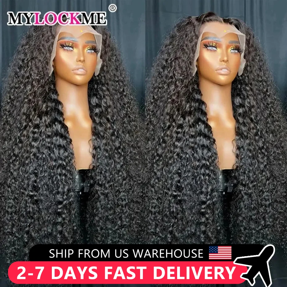 Deep Wave Lace Front Wig 13x4 HD Transparent Lace Frontal Wigs Brazilian Human Hair For Women 180% 4x4 Lace Closure Curly Wig