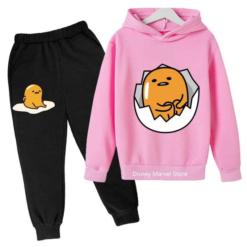 

The New 2024Gudetama Fashion Cartoon Pullover Hoodie Set Is A Beautiful Printed Children'S Outdoor Sports Clothes For Students