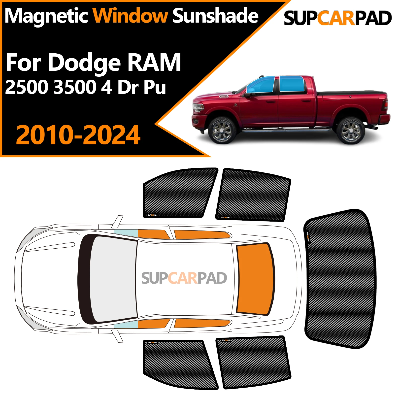 

Солнцезащитный козырек на окно автомобиля на заказ для Dodge RAM 2500 3500 4 Dr Pu 2010-2024, магнитная штора, сетчатая штора на переднее лобовое стекло, рамка