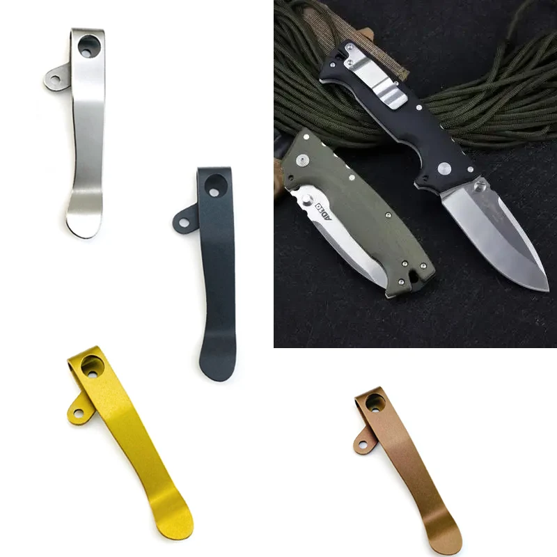 CNC 4 Colors Fold Knife Titanium Alloy Deep Carry Pocket Clip Clamp For ColdSteel AD10 Knives AD-10 DIY Replace Accessories
