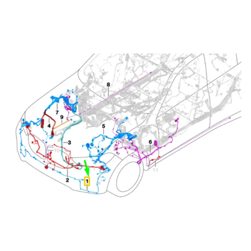 Set di cavi per cablaggio paraurti anteriore per auto con prestazioni stabili 61128712283 25DX 30DX 40IX 45EX Radar PDC Cablaggio ausilio al parcheggio Nero per BMW