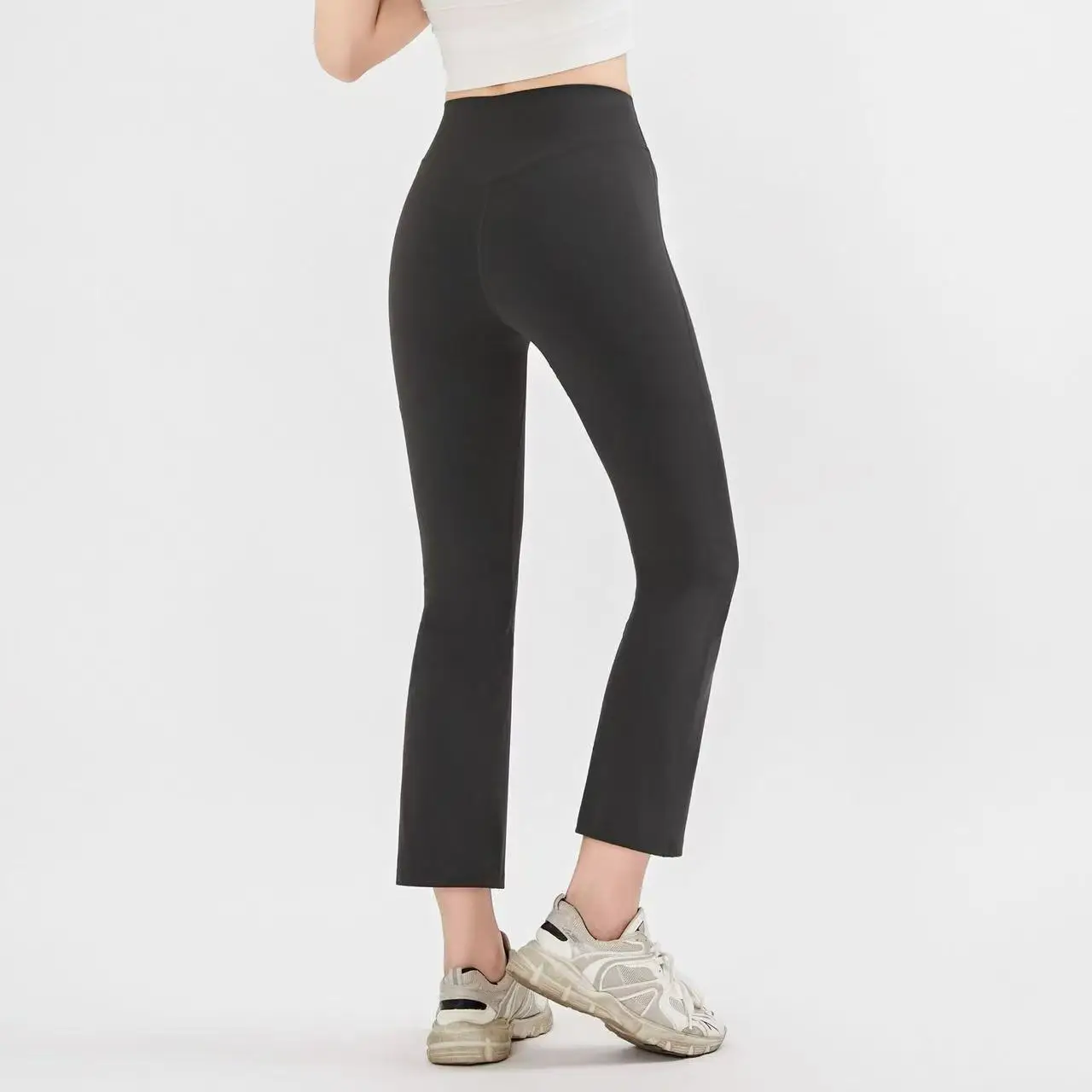 Nude High-Waist Elastische Yoga-Mikro-Schlaghose Leggings Gym Pfirsichfarben Hüftstraffend Enganliegend Outdoor Pilates Taillenformend – Detail 9