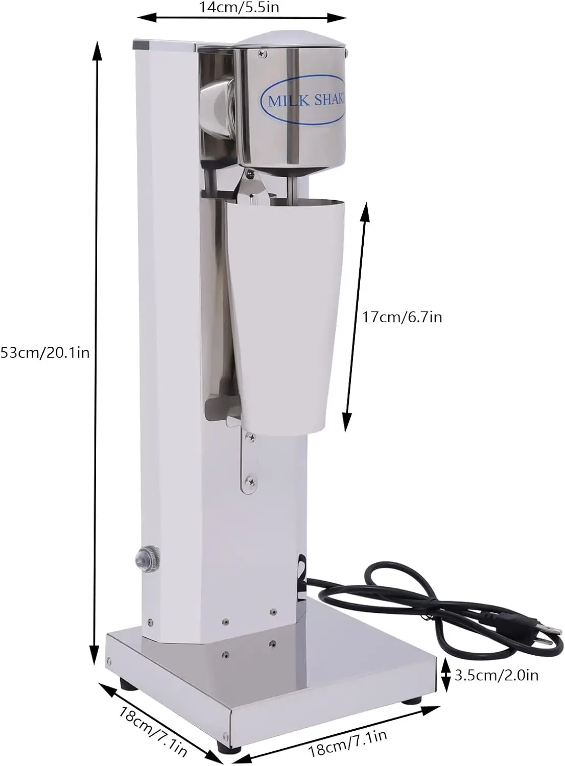 ماكينة صنع اللبن الكهربائية 800 مللي من الفولاذ المقاوم للصدأ ماكينة صنع مخفوق الحليب التجارية 16000 دورة في الدقيقة/دقيقة قابلة للتعديل سرعة خلاط الشعير Drin