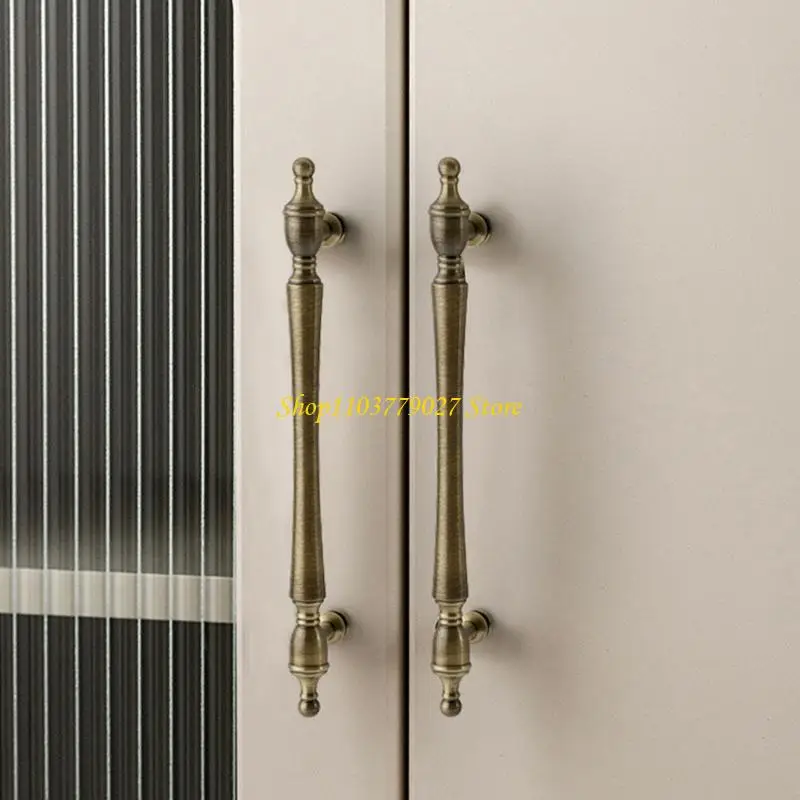 C4DF DIY Friendly Brass Drawer Pulls Elegant French Metal Handles For Wardrobe French Door Kitchen Cabinets Cupboards